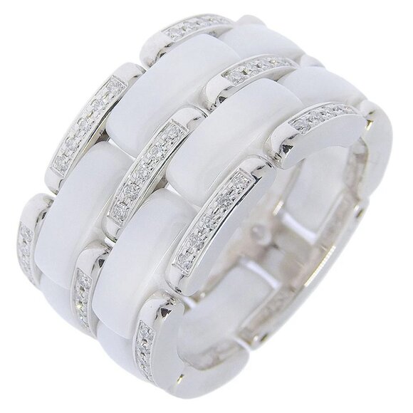 CHANEL Ultra Collection Large Ring K18 white gold/White ceramic/diamond #8 - Picture 1 of 7